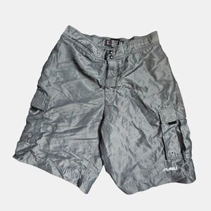 Vintage Fubu Baggy Nylon Cargo Shorts 32 Nylon Blend Hip Hop Skater Retro Y2K